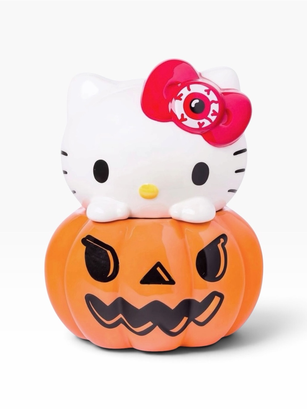 Hello Kitty Ceramic Halloween Pumpkin Cookie Jar